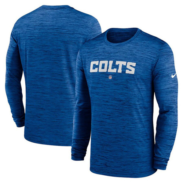 Men's Indianapolis Colts Royal Sideline Team Velocity Performance Long Sleeve T-Shirt